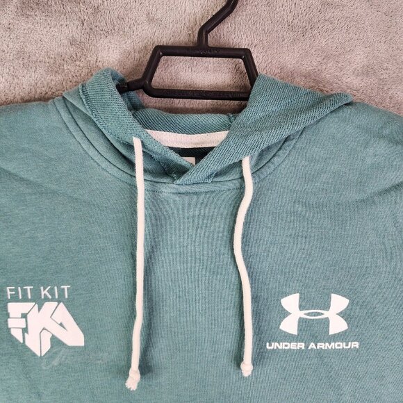 Mens Green Under Armour Short Sleeve Hoodie Shirt Modern Fit Gym Training Size M - Picture 5 of 12